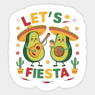 Lets Fiesta Cinco De Mayo Avocado Funny Mexican Party Sticker